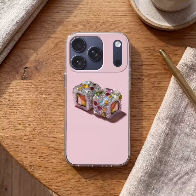 Sushi - Rolletjes - Steentjes - Kleurrijk Telefoonhoesje iPhone 17 Pro klein -sfeer1