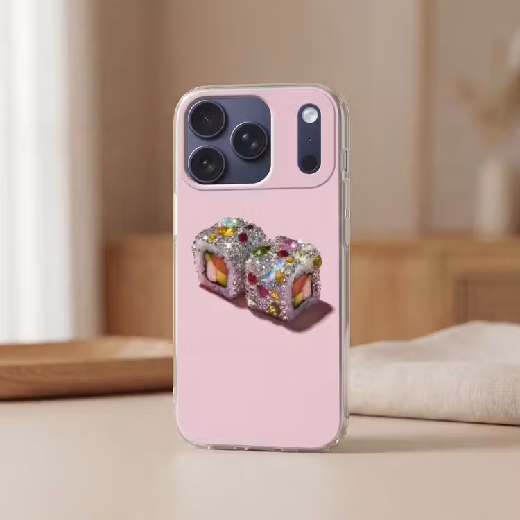 Sushi - Rolletjes - Steentjes - Kleurrijk Telefoonhoesje iPhone 17 Pro klein -sfeer2