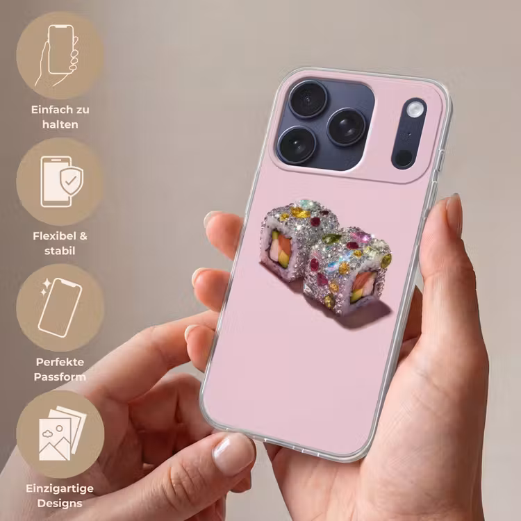 Sushi - Rolletjes - Steentjes - Kleurrijk Telefoonhoesje iPhone 17 Pro klein -sfeer3_DE