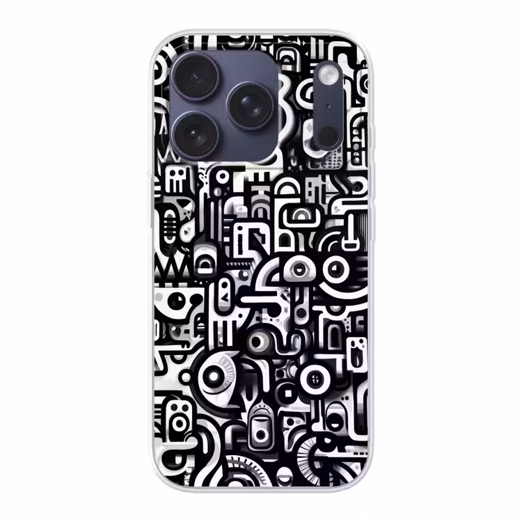 Symbolen - Abstract - Grafisch - Zwart Telefoonhoesje iPhone 17 Pro klein -3d