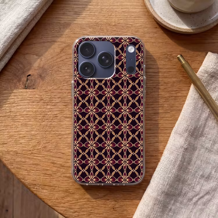 Symmetrisch - Tegel - Burgundy Telefoonhoesje iPhone 17 Pro klein 878 -sfeer1