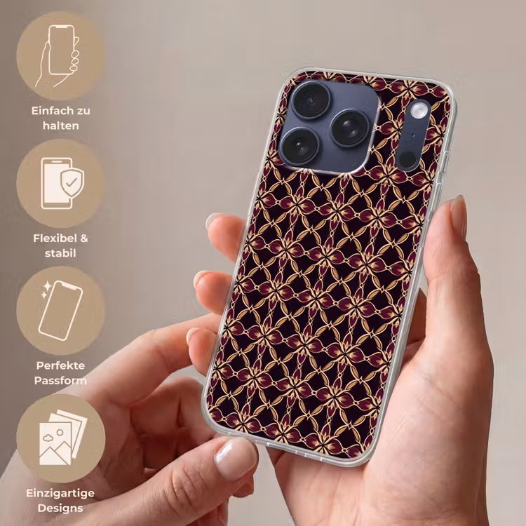 Symmetrisch - Tegel - Burgundy Telefoonhoesje iPhone 17 Pro klein 878 -sfeer3_DE