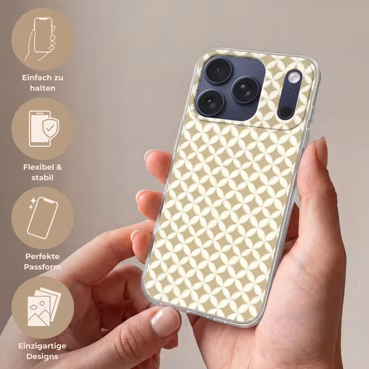 Symmetrisch - Motief - Beige Telefoonhoesje iPhone 17 Pro klein 878 -sfeer3_DE