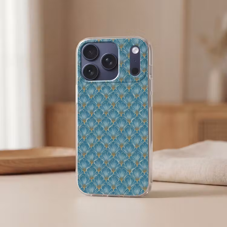Symmetrisch - Patroon - Blauw Telefoonhoesje iPhone 17 Pro klein 878 -sfeer2