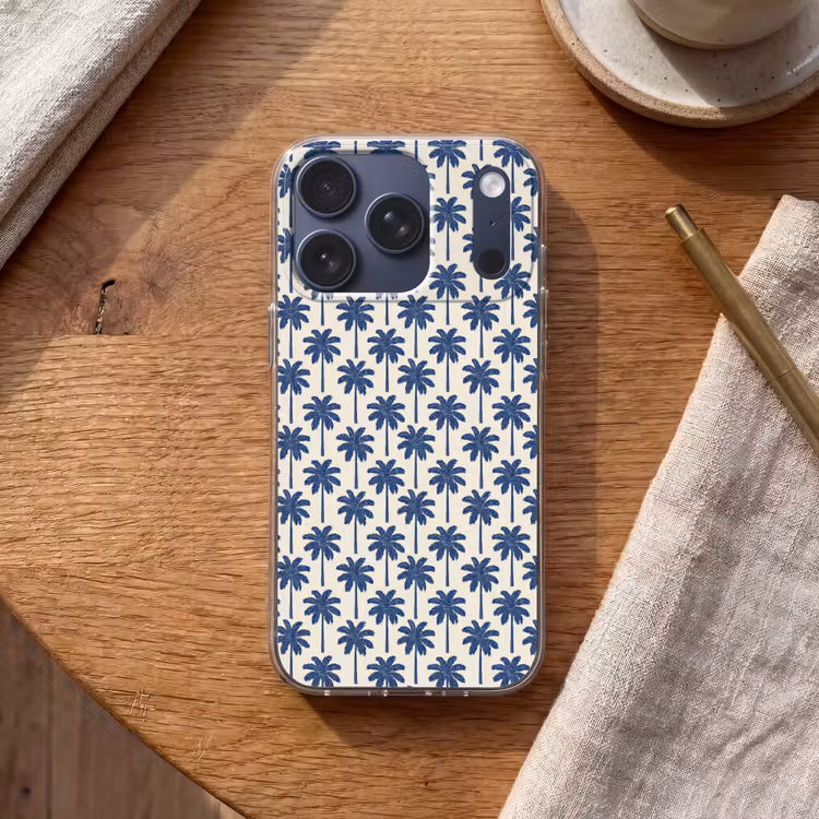 Symmetrisch - Palm - Blauw Telefoonhoesje iPhone 17 Pro klein 878 -sfeer1