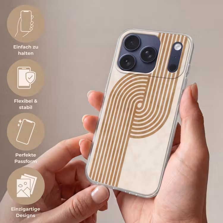 Symmetrische bocht - Koperkleurig Telefoonhoesje iPhone 17 Pro klein -sfeer3_DE