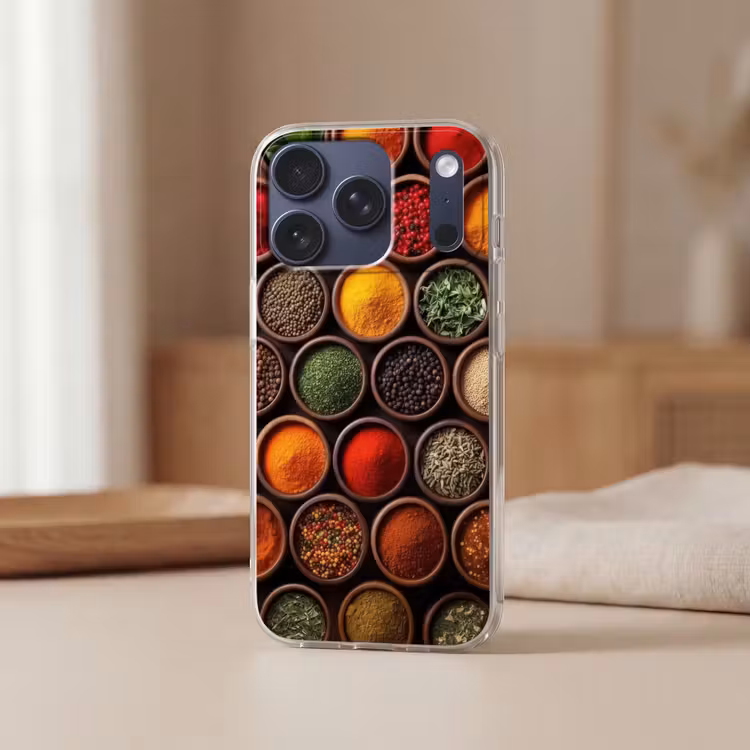 Bakjes - Hout - Kruiden - Kleurrijk Telefoonhoesje iPhone 17 Pro klein -sfeer2