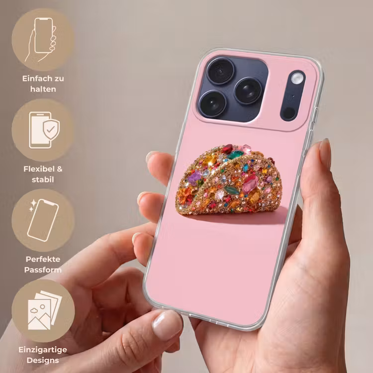 Taco - Kleurrijk - Edelstenen - Goud Telefoonhoesje iPhone 17 Pro klein -sfeer3_DE