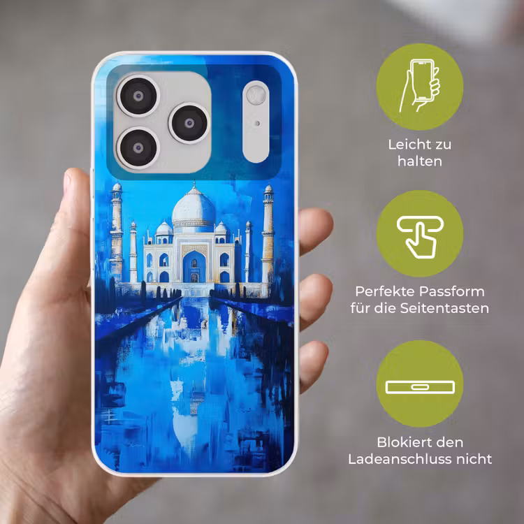 Taj Mahal - Ramadan - Blauw - Islamitische Telefoonhoesje iPhone 17 Pro klein -sfeer3_DE