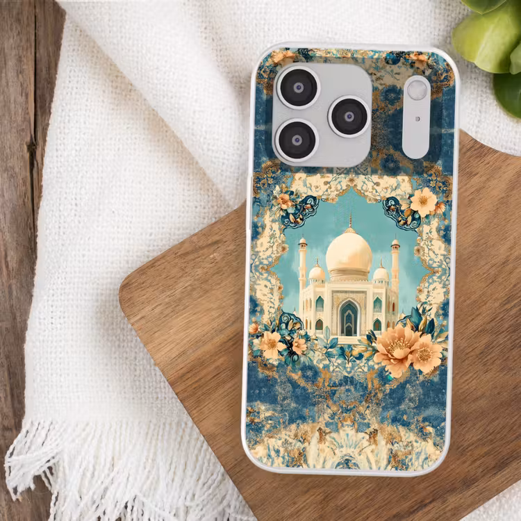 Taj Mahal - Ramadan - Bloemen - Islamitische Telefoonhoesje iPhone 17 Pro klein -sfeer1