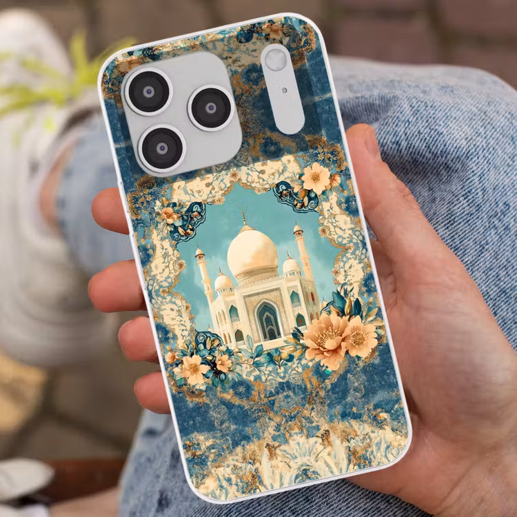 Taj Mahal - Ramadan - Bloemen - Islamitische Telefoonhoesje iPhone 17 Pro klein -sfeer2