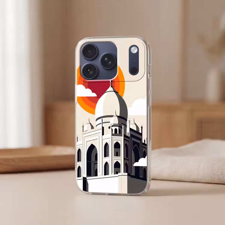 Taj Mahal - Zon - Koepel - Architectuur - India - Grafisch Telefoonhoesje iPhone 17 Pro klein -sfeer2