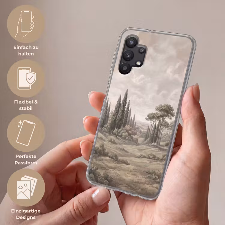 Vallei - Bos - Natuur - Groen Telefoonhoesje Samsung Galaxy A32 5G klein -sfeer3_DE