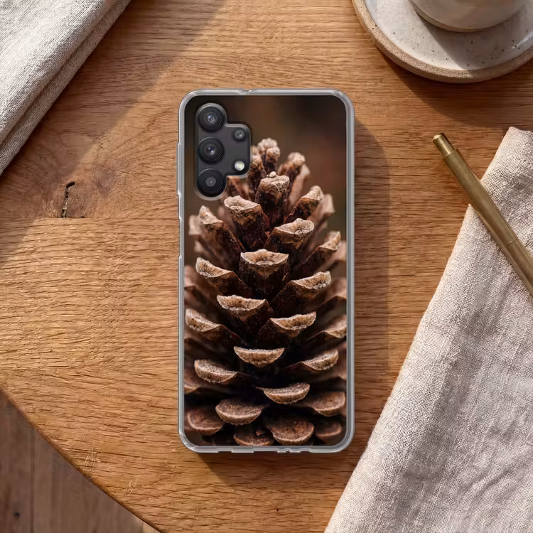 Dennenappel - Bos - Herfst - Bruin - Sfeervol Telefoonhoesje Samsung Galaxy A32 5G klein -sfeer1