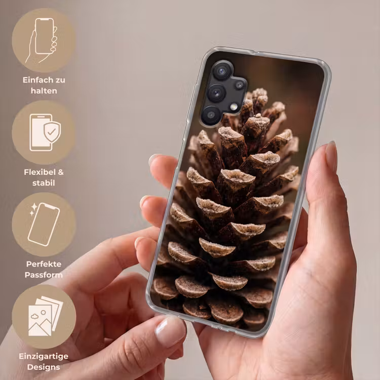 Dennenappel - Bos - Herfst - Bruin - Sfeervol Telefoonhoesje Samsung Galaxy A32 5G klein -sfeer3_DE