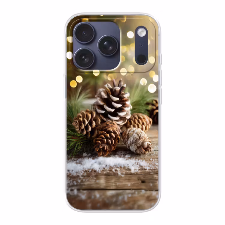 Dennenappels - Kerstsfeer - Bruin - Groen Telefoonhoesje iPhone 17 Pro klein -3d