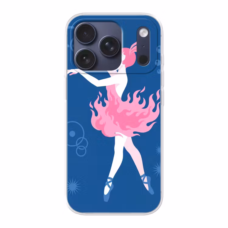 Danseres - Vlammenrok - Abstract - Roze - Blauw Telefoonhoesje iPhone 17 Pro klein -3d