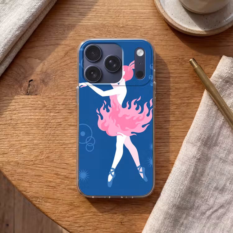 Danseres - Vlammenrok - Abstract - Roze - Blauw Telefoonhoesje iPhone 17 Pro klein -sfeer1