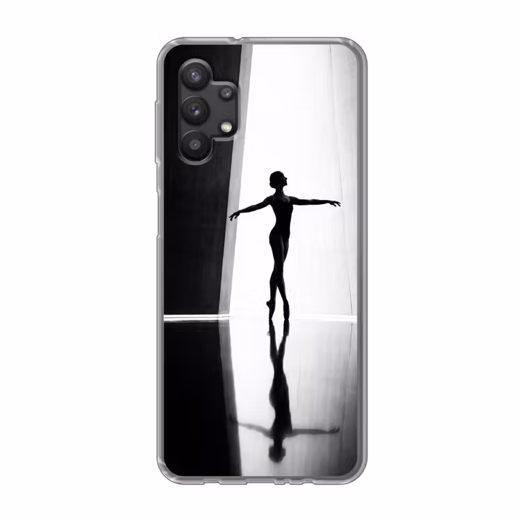 Danser - Silhouette - Kunst - Modern - Zwart-wit Telefoonhoesje Samsung Galaxy A32 5G klein -3d