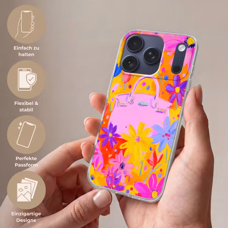 Tas - Roze - Bloemen Telefoonhoesje iPhone 17 Pro klein -sfeer3_DE