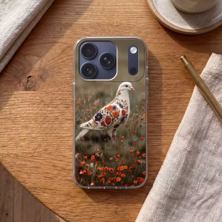 Duif - Bloemen - Natuur Telefoonhoesje iPhone 17 Pro klein -sfeer1