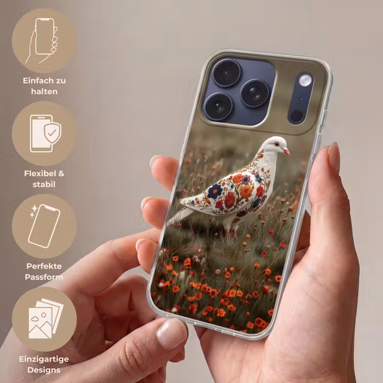Duif - Bloemen - Natuur Telefoonhoesje iPhone 17 Pro klein -sfeer3_DE
