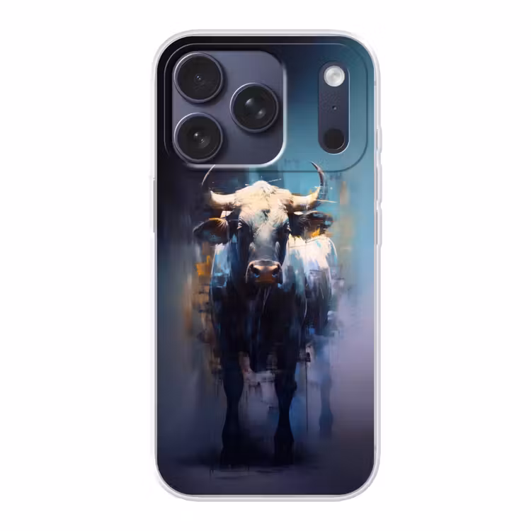 Stier - Zwart - Abstract - Horens Telefoonhoesje iPhone 17 Pro klein -3d