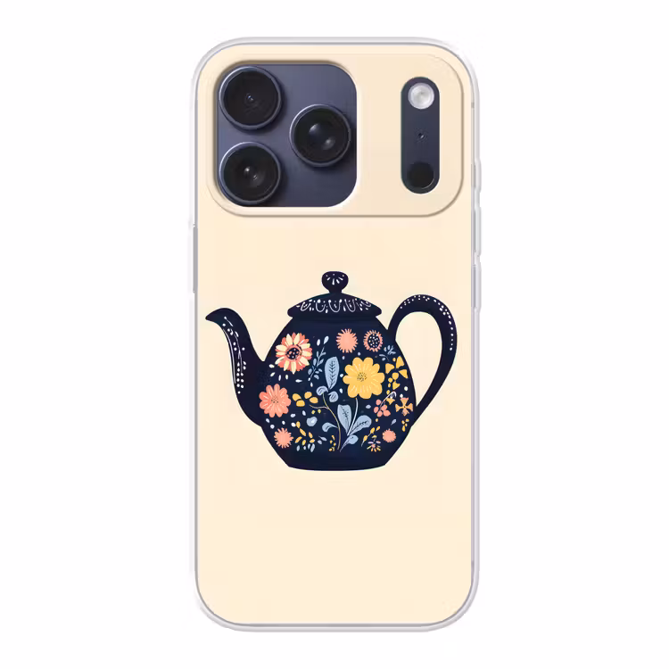 Theepot - Kleurrijk - Bloemen Telefoonhoesje iPhone 17 Pro klein -3d