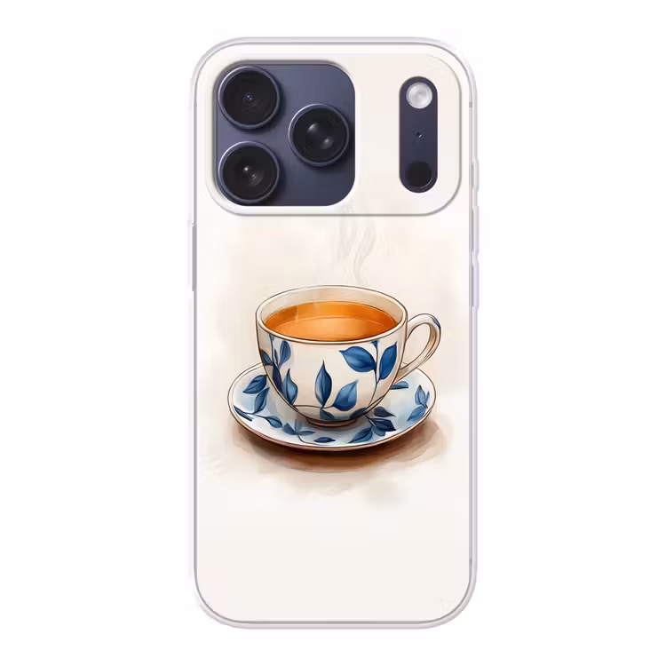 Theekop - Bladeren - Blauw Telefoonhoesje iPhone 17 Pro klein -3d