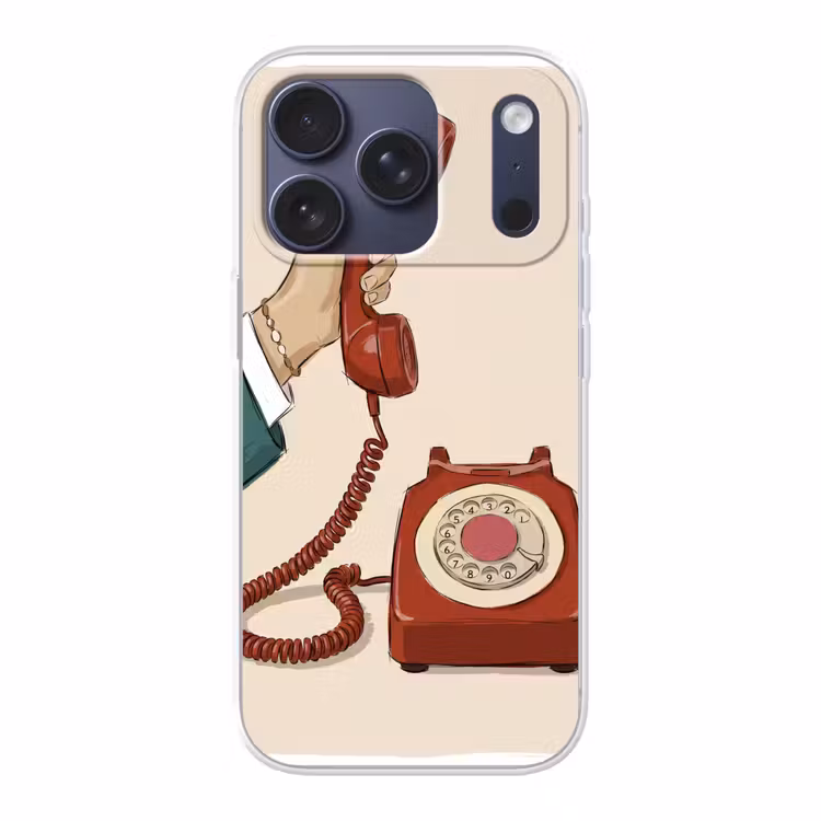 Telefoon - Hand - Vintage - Communicatie - Rood Telefoonhoesje iPhone 17 Pro klein -3d