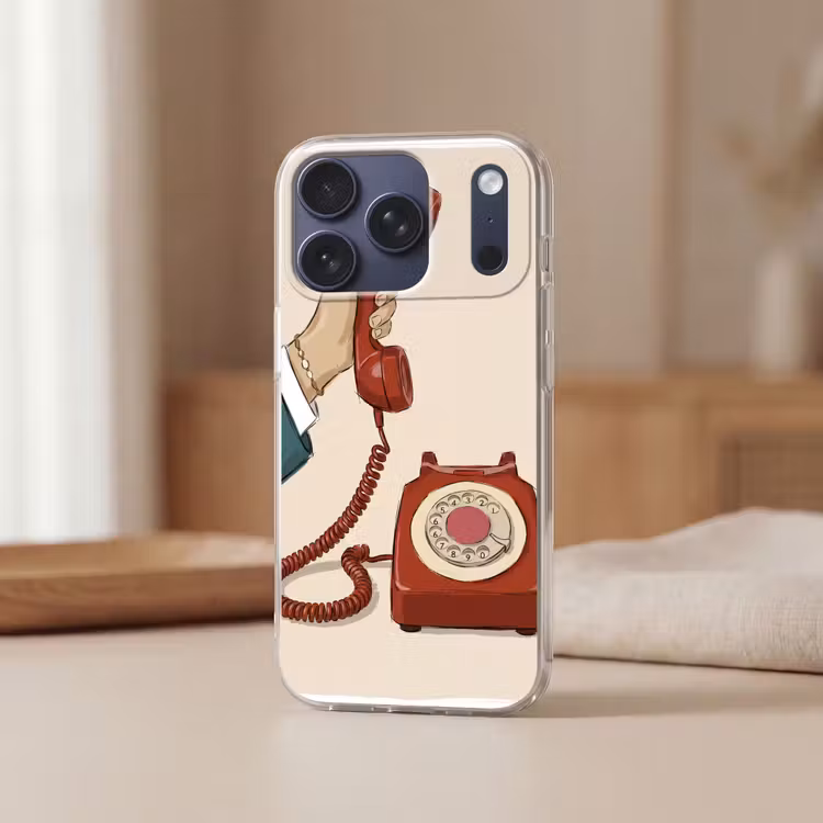 Telefoon - Hand - Vintage - Communicatie - Rood Telefoonhoesje iPhone 17 Pro klein -sfeer2