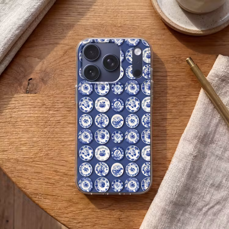 Borden - Floraal - Blauw Telefoonhoesje iPhone 17 Pro klein 878 -sfeer1