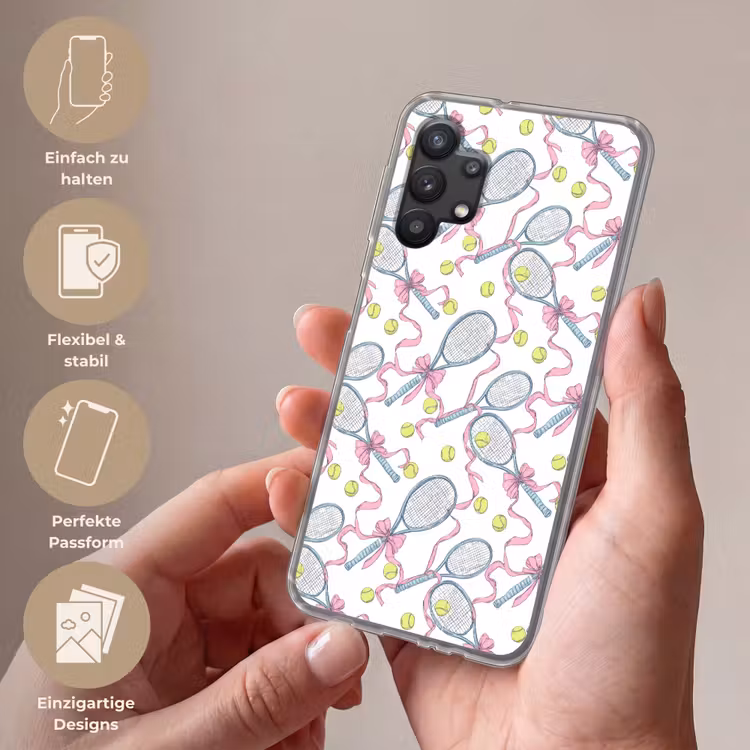 Tennis - Strikken - Kleurrijk Telefoonhoesje Samsung Galaxy A32 5G klein 346 -sfeer3_DE