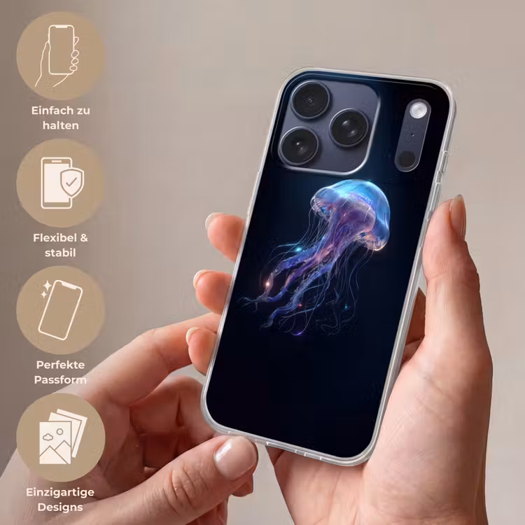 Tentakels - Kwal - Paars - Sprankeling Telefoonhoesje iPhone 17 Pro klein -sfeer3_DE