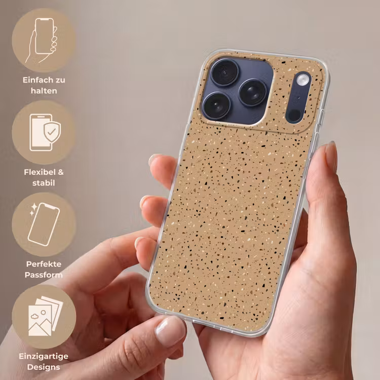 Terrazzo - Patroon - Beige Telefoonhoesje iPhone 17 Pro klein 878 -sfeer3_DE