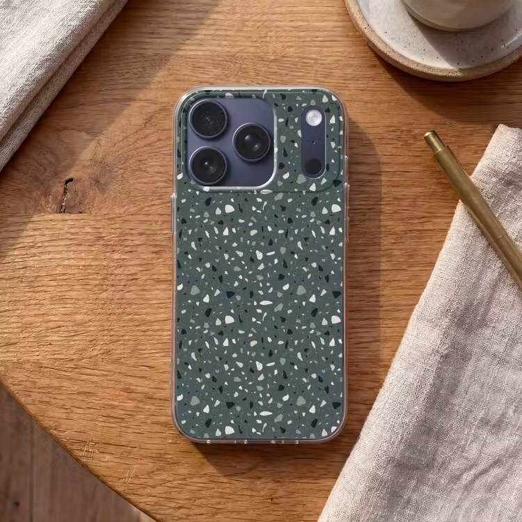 Terrazzo - Patroon - Kleurrijk - Groen Telefoonhoesje iPhone 17 Pro klein 878 -sfeer1