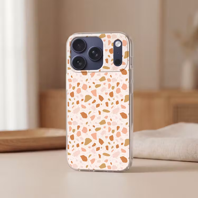 Terrazzo -  Patroon - Kleurrijk - Zalm Telefoonhoesje iPhone 17 Pro klein 878 -sfeer2