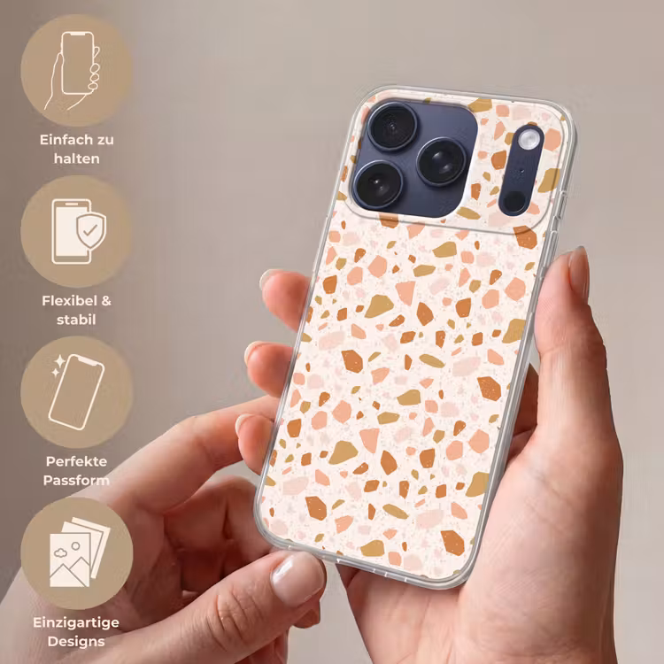 Terrazzo -  Patroon - Kleurrijk - Zalm Telefoonhoesje iPhone 17 Pro klein 878 -sfeer3_DE