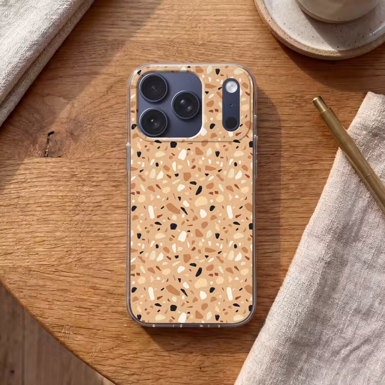 Terrazzo - Patroon - Kleurrijk - Oranje Telefoonhoesje iPhone 17 Pro klein 878 -sfeer1