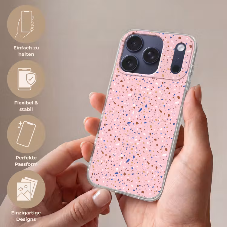 Terrazzo - Patroon - Kleurrijk - Roze Telefoonhoesje iPhone 17 Pro klein 878 -sfeer3_DE