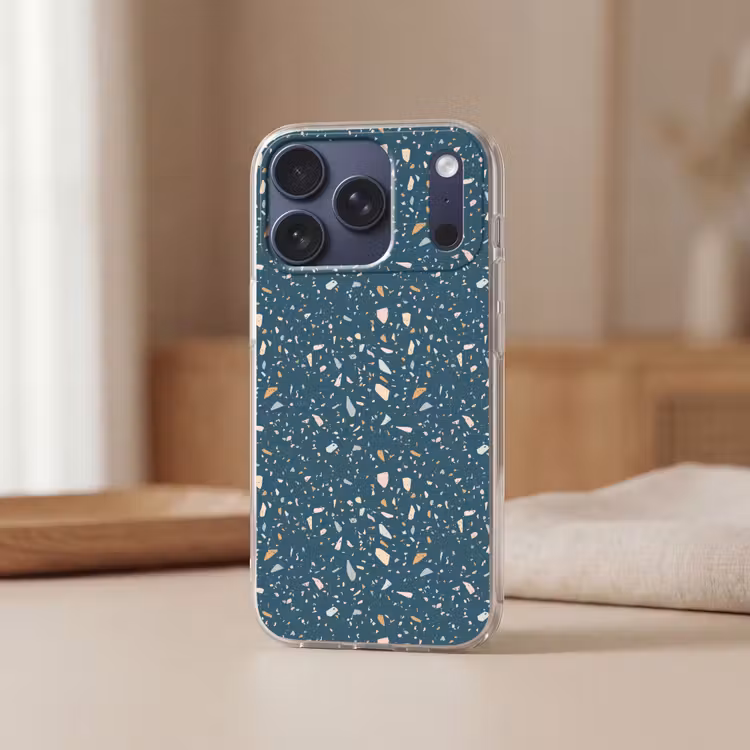 Terrazzo - Patroon - Kleurrijk - Diep blauw Telefoonhoesje iPhone 17 Pro klein 878 -sfeer2