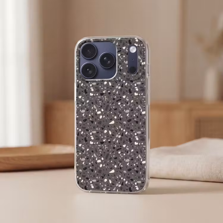 Terrazzo - Patroon - Grijs Telefoonhoesje iPhone 17 Pro klein 878 -sfeer2
