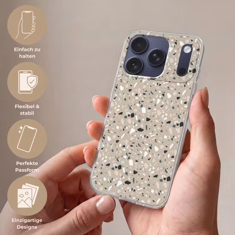 Terrazzo - Patroon - Groen Telefoonhoesje iPhone 17 Pro klein 878 -sfeer3_DE