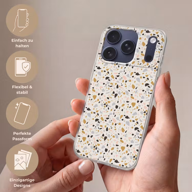 Terrazzo - Patroon - Neutraal - Zacht - Multi Telefoonhoesje iPhone 17 Pro klein 878 -sfeer3_DE