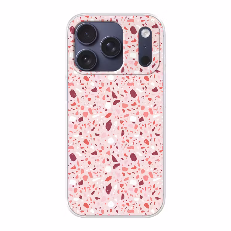 Terrazzo - Patroon - Roze Telefoonhoesje iPhone 17 Pro klein 878 -3d