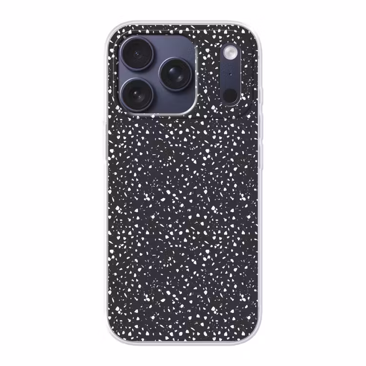 Terrazzo - Patroon - Zwart - Wit Telefoonhoesje iPhone 17 Pro klein 878 -3d