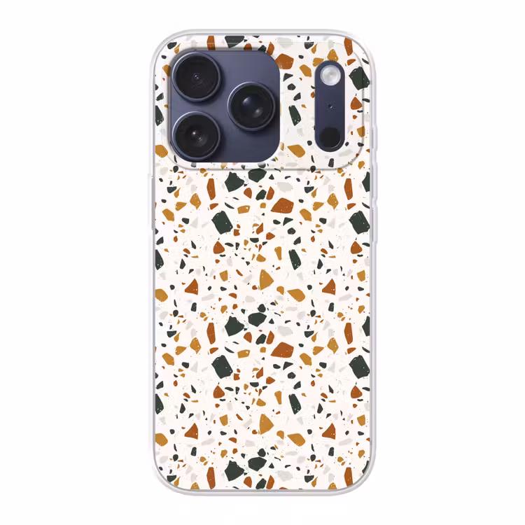 Terrazzo - Patroon - Wit - Terra Telefoonhoesje iPhone 17 Pro klein 878 -3d