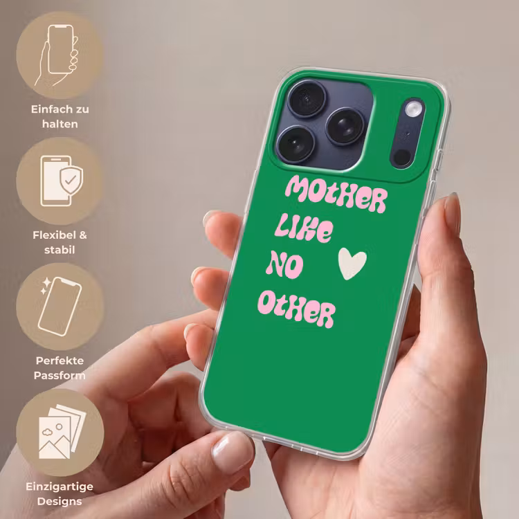 Tekst - Hartje - Moeder - Groen Telefoonhoesje iPhone 17 Pro klein -sfeer3_DE