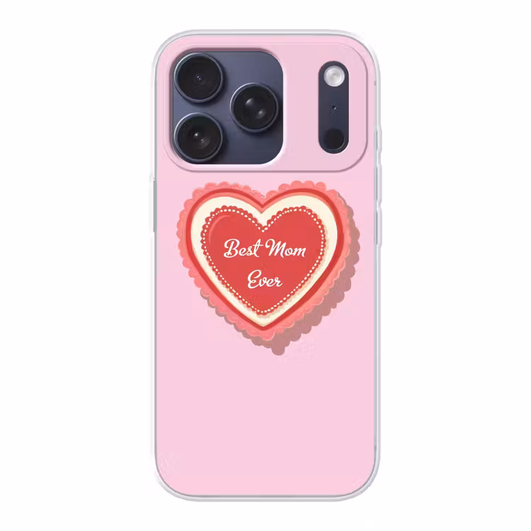 Tekst - Hartje - Moeder - Roze Telefoonhoesje iPhone 17 Pro klein -3d