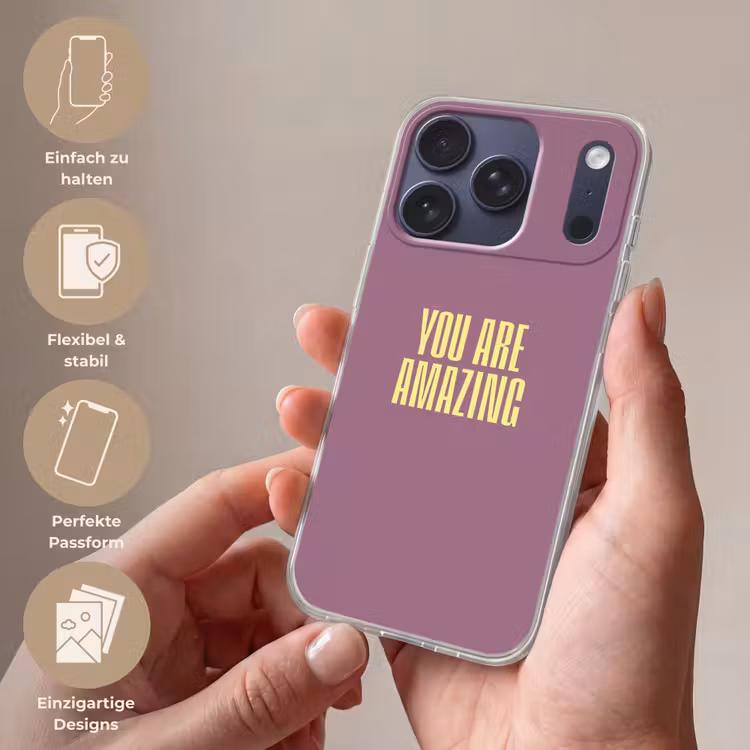 Tekst - Paars - Amazing Telefoonhoesje iPhone 17 Pro klein -sfeer3_DE